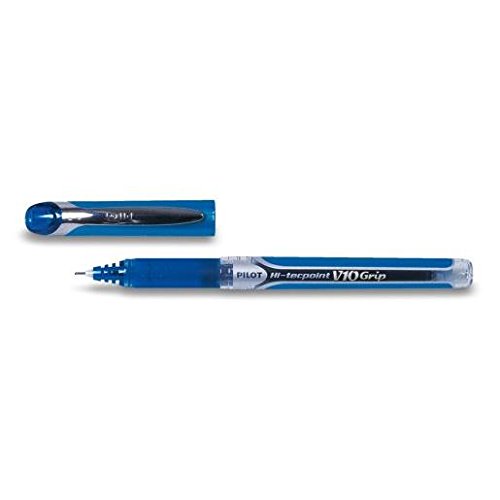 Pilot V10 Grip Hi-tecpoint Liquid Ink Rollerball Pen 1.0 mm Tip (Pack of 10) - Blue