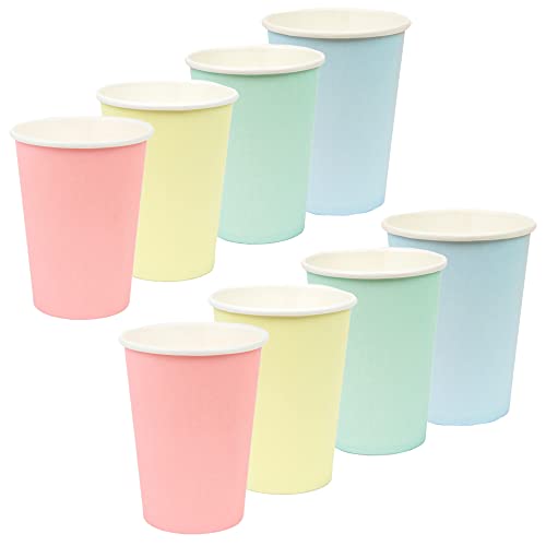 Talking Tables - 8X Pastel Paper Cups, Recyclable Party Cups in Pink, Blue, Mint & Yellow for Birthdays, Baby Showers & Garden Parties