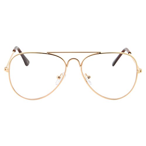 Kids Fake Aviator Eye Glasses Clear Lens Children's Non Prescription (Age 3-10), Gold