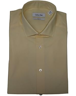 Calvin Klein Men's Long Sleeved Slim Fit Shirt, Size 15.5 34-35, Buttercream, (#264)