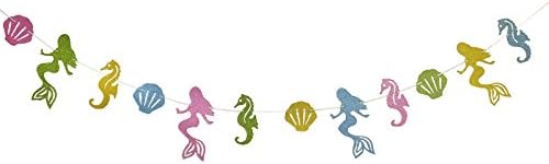 Mermaid Garland Mermaid Seashell Party Banner, Party Supplies for Kid Birthday Party Decoration, Mother Day Gift(Multi)