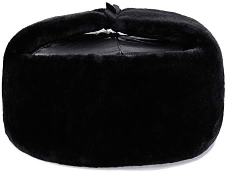 Russian Cossack Hats for Men Winter Hats Faux Fur Lined Comfort Warm Hats (Color : Black, Size : 58cm)