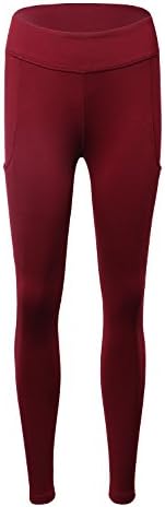 AmeSport Women's High Waist Leggings Mesh Panel Patchwork Tights Full Length With Pocket For Yoga Jogging Workout - Red, L