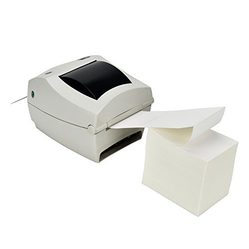 RyhamPaper 4" x 6" Fanfold Direct Thermal Labels - White Shipping Mailing Postage Labels, Perforated, Permanent Adhesive(4 Stacks - 4000 Labels)