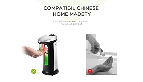BISOZER Soap Dispenser, Touchless Stainless Steel Automatic Soap Dispenser, IR Infrared Motion Sensor Liquid Dish Sanitizer Dispenser, Water Resistant Hand Free Dish Soap Kitchen Bathroom - Thumbnail 4