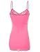 XT1004L Ladies Adjustable Spaghetti Strap Lace Trim Long Tunic Cami Tank Top Rose-Pink XL