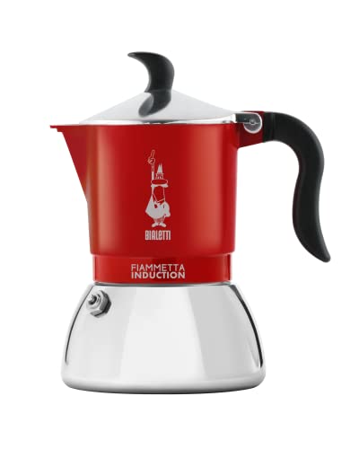Bialetti Fiammetta Induktions-Kaffeemaschine, 4 Tassen (150 ml), für alle Herdarten geeignet, elegantes Design, rot