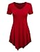 MBJ WT638 Short Sleeve Shirts for Womens Tops Casual V-Neck Summer Clothes Asymmetrical Tunic Blouses XXXXL RED