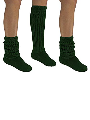 Hunter Green All Cotton 3 Pack Extra Heavy Super Slouch Socks