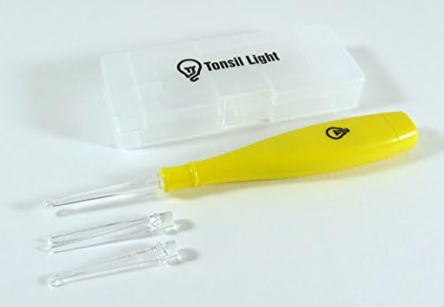 Tonsil Light (Yellow) - LED Tonsil Stone Remover w/Case + 3 Adapters