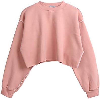 Women Pullover Cropped Hoodies Long Sleeves Sweatshirts Casual Crop Tops for Spring Autumn Winter