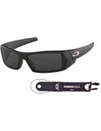 Oakley Gascan OO9014 Sunglasses For Men+BUNDLE with Oakley Accessory Leash Kit (Matte Black/Grey/USA Icon, 61)