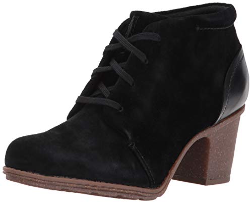 CLARK'S Women's Sashlin Sue Fashion Boot, Black Suede/Leather Combo, 100 W US