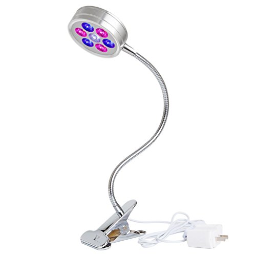 Plnat Led Grow Light, Ppunson 7W Grow Lamp for Indoor Plants Growth and Flowering with Flexible 360 Degree Rotation Gooseneck, Irony Clip and On/Off Switch (7w)