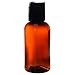 JUVITUS 2 oz Amber Boston Round PET Plastic Bottles with Black Disc Cap Lid (12 Pack)