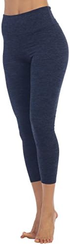 American Fitness Couture Womens Compression Essential Workout Heather Spacedye High Waist Capri Yoga Legging, Bl Iris Md