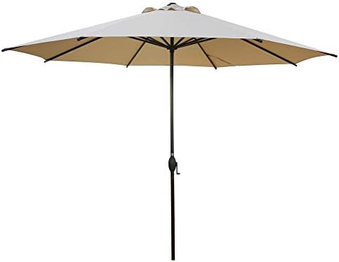 Amazon Com Abba Patio 11ft Patio Umbrella Outdoor Umbrella Patio Market Table Umbrella With Push Button Tilt And Crank For Garden Lawn Deck Backyard Pool Beige Garden Outdoor