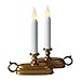 LampLust Flickering Flameless Candles Battery Operated, 2 Pack Fake Candles, 9 Inch White LED Candles with Timer, Brass Base Electric Candles, Battery Taper Candle Sticks Flickering Flame