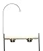 Birds LOVE Stainless Steel Tray, Non-Toxic, Powder Coated Parrot Playstand with Perch, Toy Hook and Stainless Steel Cups – Blackthumb 2