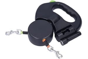 Retractable Double Dog Leash Reflective Pet Leash for Walking 2 Dogs, Traction Rope for Small Medium Dogs, Pet with Light and