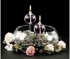 Glass Oil Candle Lamps , One piece double ball centerpiece by Northwest Glass