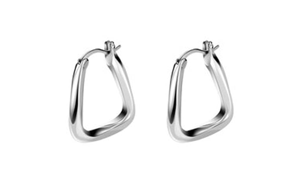 Fashion Small Sleeper Hoop Earrings S925 Sterling Silver Minimalist Geometric Rectangle Huggie Hoops Dip Cuffs Earring Elegnat Jewelry Gifts Hypoallergenic for Women Girls BFF