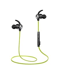 Auriculares Bluetooth, auriculares inalámbricos, visma ligeros, Bluetooth a prueba de sudor, estéreo, auriculares inalámbricos, cancelación de ruido, auriculares inalámbricos para gimnasio y deportes con micrófono integrado, Verde