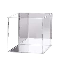 DIETSON Self-Assembly Mirrored Acrylic Display Case Clear Showcase Store Box Dustproof for Pop Figures Collectibles Toys, Need Remove The Protective Film (11x11x11Inch;28x28x28cm)