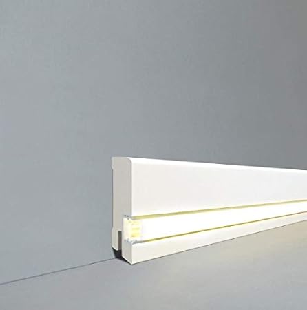 Licht-Fußleiste Ulm (MDF foliert/716.731L) - weiß-für indirekte Beleuchtung - inkl. Abdeckung