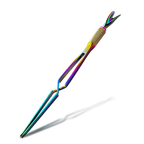 SILPECWEE 1 Pcs Colorful Stainless Steel Nail Art Pincher Cuticle Pusher False Nail Shaping Tweezers Multi-Function Manicure Tools