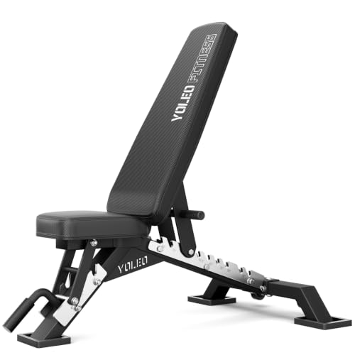 YOLEO Hantelbank Verstellbar bis 1050KG, ENISO-zertifizierte Fitnessbank für Home Gym, Schrägbank, Flachbank und Negativbank für Bankdrücken, 90% Vorm