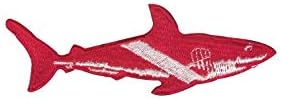 White Shark Diver Down Scuba Diving Diver Dive Flag Patch Morale Patch Hook Backing