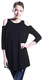 Knit&love® Women's Sexy 3/4 Sleeve Shoulder Off Wide Hem Design Top Shirt