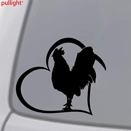 A/X Hahn Herz Vinyl Aufkleber Aufkleber für Autofenster Wand Stoßstange Tier Huhn und Vogel-Grau