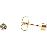 Studex April Crystal 24k Gold Birthstone Bezel Stud Earrings | 3mm Regular Size | Hypoallergenic & Nickel-Free for Sensitive Ears