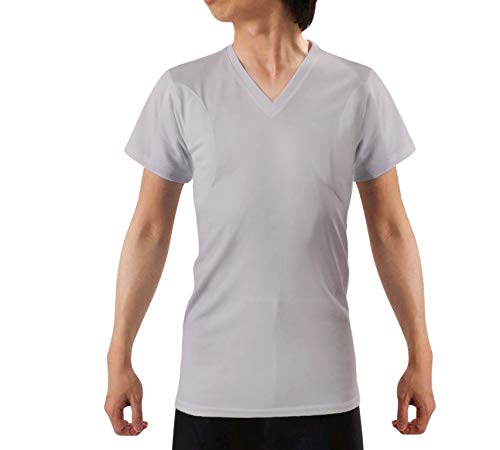 [キュライン] インナーシャツ 脇汗パッド付きシャツ 半袖 Vネック tシャツ 脇汗 インナー 肌着 わきあせ メンズ 汗染み防止 抗菌防臭 速乾 多汗症