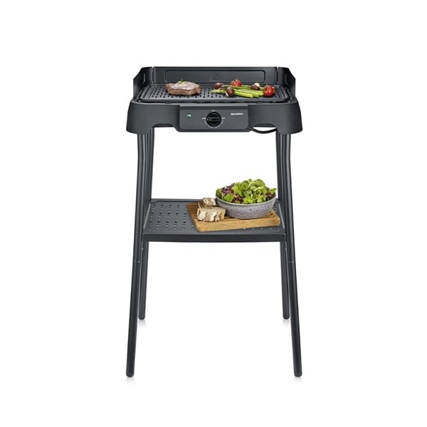 Barbecue Électrique Sur Pied, Céramique Sans PFAS, 2000W