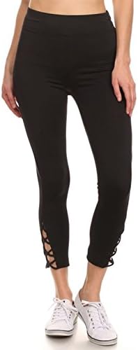 Women's Black Crisscross Cutout Ankle Leggings