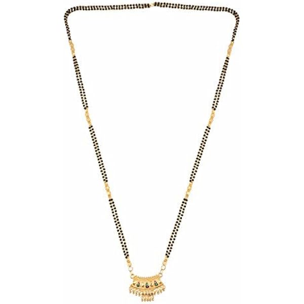 Touchstone Indiase Bollywood bruiloft bruids traditionele symbolische designer sieraden Mangalsutra set zwarte kralen in goud en zilver toon voor vrouwen., Roestvrij staal, messing, zirkonia, faux Touchstone Indiase Bollywood bruiloft bruids traditionele symbolische designer sieraden Mangalsutra set zwarte kralen in goud en zilver toon voor vrouwen., Roestvrij staal, messing, zirkonia, faux