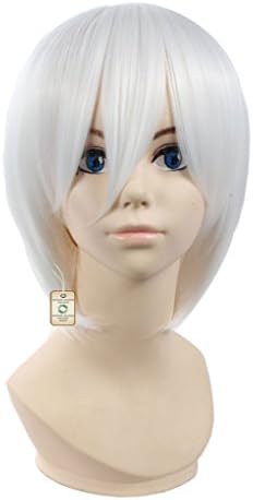 RCXY Cosplay Wig Ivory White Short Layered Thicken Hair Bleach Ichimaru Gin Hohzuki Suigetsu D.Gray-man Allen Walker Heat Resistant Anti High Temperature With Cap