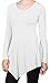DRSKIN] Women Handkerchief Hem Long Sleeve Tunic Top (XL, White)