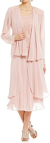 Women's Elegant Long Formal Party Dresses Lace Mother of Bride Dresses with Jacket Blush US14
