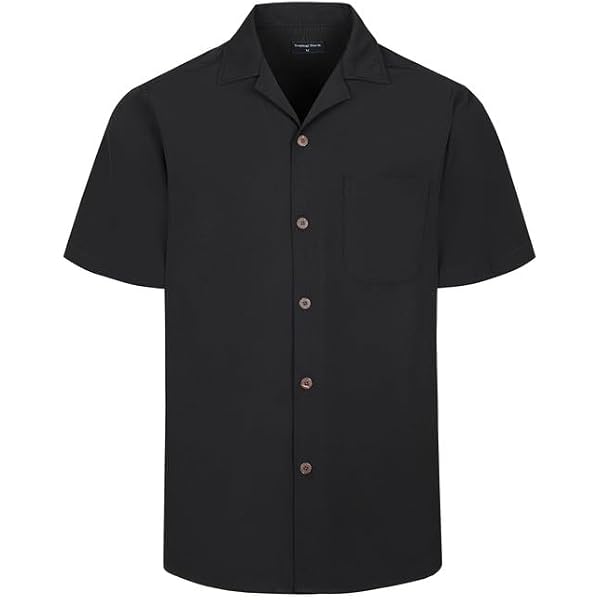 South Beach - Camicia da mare a maniche corte marrone ricamata