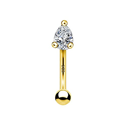 OUFER 16G 14K Solid Gold Cartilage Earring Clear Heart CZ Rook Piercing Curved Barbell Daith Tragus Earring