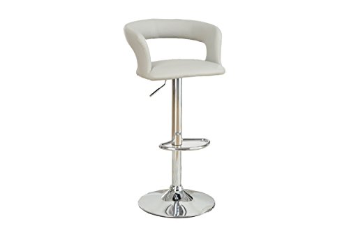 Poundex 2 Piece PU Wide Back Barstool Set, Light Grey