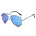 Classic Kids Polarized Aviator Sunglasses for Babies and Toddlers - Blue Mirror Lens/Silver Frame