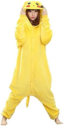 Pikachu Adult Unisex Animal Kigurumi Cosplay Costume Pajamas Onesies (M)