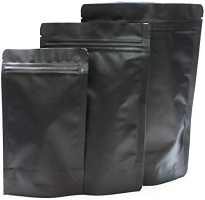 Assorted Sizes Matte Black 5.5 MIL Stand Up Airtight Zipper Pouches Smell Leak Proof Food Herb Coffee Protein Powder Storage Bags (750, S(250)+M(250)+L(250))