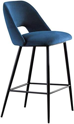 Oevino Stylish simplicity Bar Stools Contemporary Kitchen Counter Bar Stool Blue Velvet Upholstered Modern High-Back Barstool, 35.0" H, for Bistro Pub Coffee Dining Chair, Max.150kg