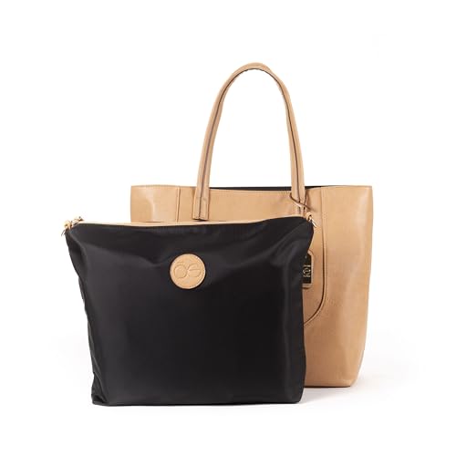 Cloe - Bolsa Tipo Tote 3 En 1 Color Camel - Negro Para Mujer